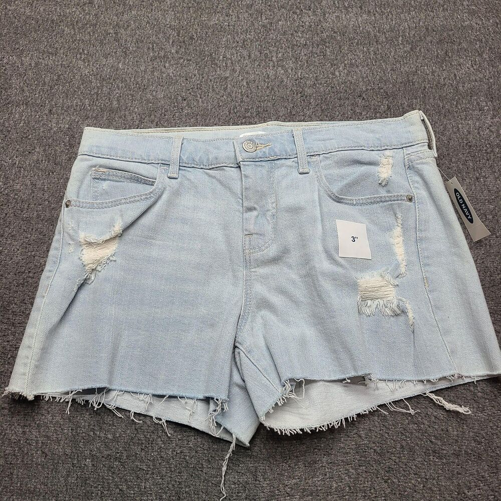 Old Navy Boyfriend Shorts Womens 6 Light Wash Distressed Denim Frayed Hem 3 Inch